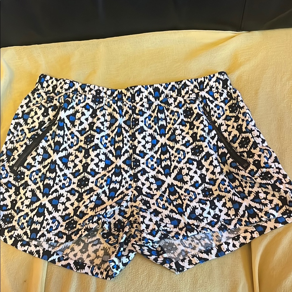 Blue Spice Black and Blue Patterned Athletic Shorts